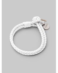 Bottega Veneta | White Intrecciato Leather Double-row Wrap Bracelet | Lyst