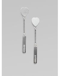 Gucci | Metallic Sterling Silver Heart Drop Earrings | Lyst