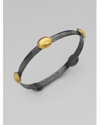 Gurhan | Jordan 24k Yellow Gold & Blackened Sterling Silver Lentil Station Bangle Bracelet | Lyst