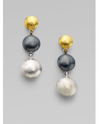 Gurhan | Metallic Lentil 24k Yellow Gold & Sterling Silver Long Drop Earrings | Lyst