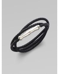 John Hardy | Black Leather And Sterling Silver Wrap Bracelet | Lyst
