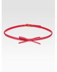 Prada | Pink Saffiano Bow Belt | Lyst