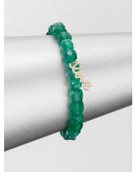 Sydney Evan | Diamond 14k Gold Accented Green Onyx Beaded Bracelet | Lyst