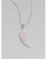 Sydney Evan | Metallic Diamond 14k White Gold Wing Necklace | Lyst