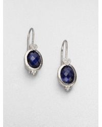 Judith Ripka | Metallic La Petite Corundum, White Sapphire & Sterling Silver Oval Drop Earrings | Lyst