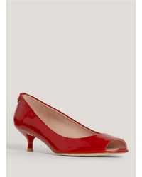 Stuart Weitzman | Red 'logosavoir' Peep-toe Leather Pumps | Lyst