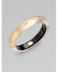 Alexis Bittar | Metallic Swarvoski Crystal Accented Lucite Bangle Bracelet Light Gold | Lyst