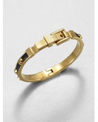 Michael Kors | Metallic Studded Leather Inset Bangle Bracelet tangerine | Lyst