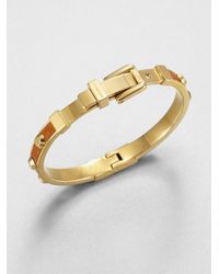 Michael Kors | Metallic Studded Leather Inset Bangle Bracelet | Lyst