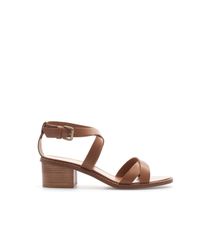 Zara Block Heel Strappy Sandal in Brown (leather) | Lyst