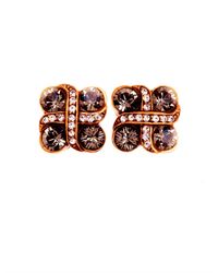 Oscar de la Renta | Red Bejeweled Pierced Crystal Earrings | Lyst