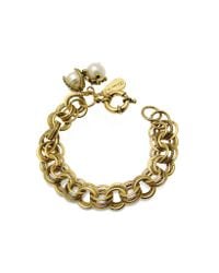 Alcozer & J - Metallic Brass Glass Pearls Bracelet - Lyst