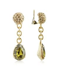 AZ Collection - Metallic Green Clip-on Drop Earrings - Lyst