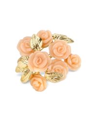 AZ Collection - Orange Pink Roses Gold Plated Brooch - Lyst