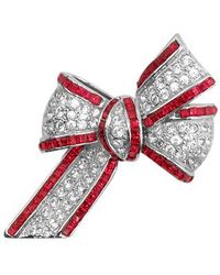AZ Collection - Metallic Bow Brooch - Lyst