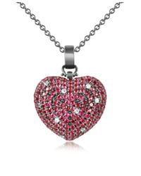 Azhar - Metallic Sterling Silver And Cubic Zirconia Heart Pendant Necklace - Lyst