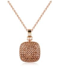 Azhar - Pink Cubic Zirconia And Sterling Silver Square Pendant Necklace - Lyst