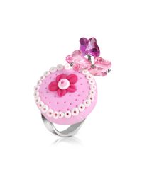 Dolci Gioie - Metallic Sterling Silver Cake Charm Ring - Lyst