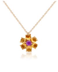 FORZIERI - Metallic Amethyst And Citrine Flower 18k Gold Pendant Necklace - Lyst