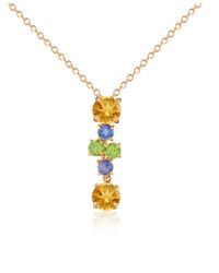FORZIERI - Metallic Multicolor Gemstone 18k Gold Pendant Necklace - Lyst