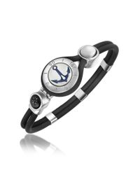 FORZIERI | Blue Anchor Compass Stainless Steel and Rubber Bracelet for Men | Lyst