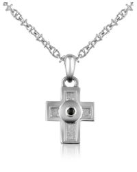 FORZIERI - Metallic Central Black Sapphire Stainless Steel Cross Pendant Necklace for Men - Lyst