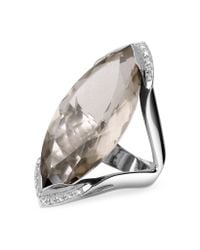 FORZIERI - Smokey Quartz and Diamond White Gold Fashion Ring - Lyst