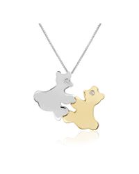 FORZIERI - White Diamond & 18k Gold Teddy Bears Pendant Necklace - Lyst