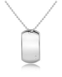 Manuel Zed | Metallic Cubic Zirconia Stainless Steel Id Military Plate Necklace for Men | Lyst