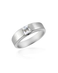 Manuel Zed - Metallic Extra Collection - Central Cubic Zirconia Stainless Steel Band Ring - Lyst