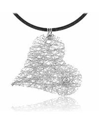 Orlando Orlandini | Diamond 18k White Gold Heart Pendant W/lace | Lyst
