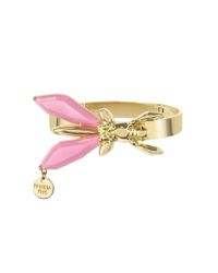 Patrizia Pepe | Metallic Precious Fly Golden and Pink Bangle Bracelet | Lyst