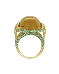 Sho London - Metallic 18k Gold V-seal Smoky Quartz Feodora Ring - Lyst