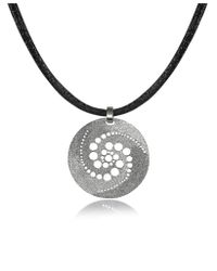 Stefano Patriarchi - Metallic Silver Etched Crop Circle Round Pendant W/leather Lace - Lyst