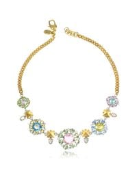 Juicy Couture - Metallic Rhinestone Flower Bib Necklace - Lyst