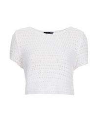 Lyst - Topshop Knitted Crochet Crop Top in White