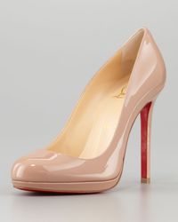louboutin studded sneakers price - Christian louboutin Neofilo Patent Roundtoe Red Sole Pump Nude in ...