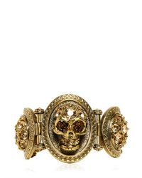 Alexander McQueen | Metallic Skull Stones Brass Bracelet | Lyst
