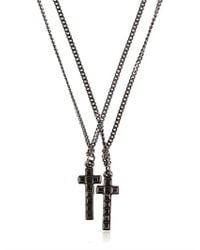 DSquared² | Black Swarovski Cross Pendant Necklace for Men | Lyst