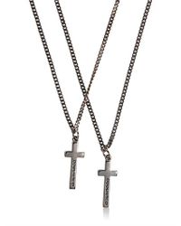 DSquared² | Gray Logo Embossed Cross Pendant Necklace for Men | Lyst