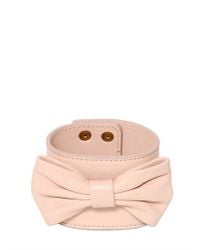 RED Valentino | Pink Bow Soft Leather Bracelet | Lyst