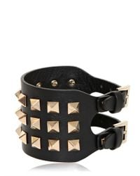 Valentino | Black Large Rockstud Leather Bracelet | Lyst