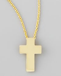 Roberto Coin | Metallic Small 18K Yellow Gold Cross Necklace | Lyst