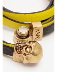 Alexander McQueen | Yellow Leather Wrap Bracelet | Lyst