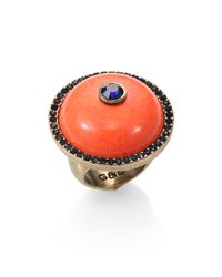 Giles & Brother | Orange Coral and Heliotrope Ring | Lyst