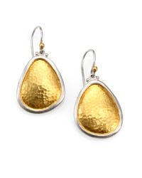 Gurhan | Metallic Elements 24k Yellow Gold & Sterling Silver Amorphous Drop Earrings | Lyst