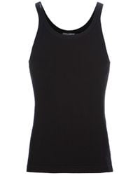 Dolce & Gabbana | Black Ribbed Jersey Tank Top for Men | Lyst