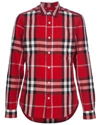 Burberry Brit | Red Nelson Tight-check Sport Shirt for Men | Lyst