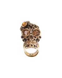 Alexander McQueen | Metallic Honeycomb Skull Cocktail Ring | Lyst