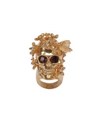 Alexander McQueen | Metallic Crystal Butterfly Skull Ring | Lyst